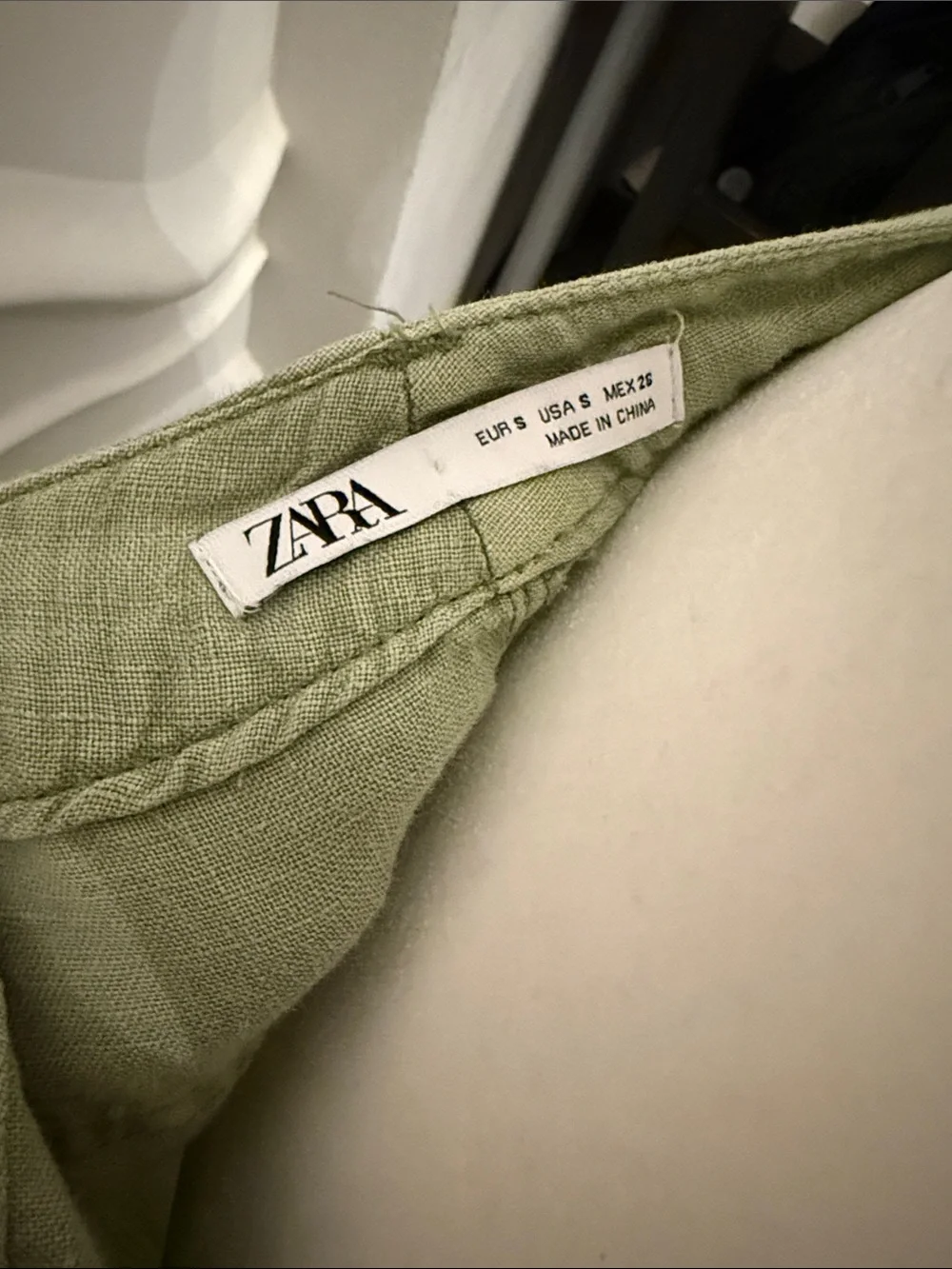 Zara Light Sage Green Button-Down Linen Midi Skirt - Picture 4 of 4